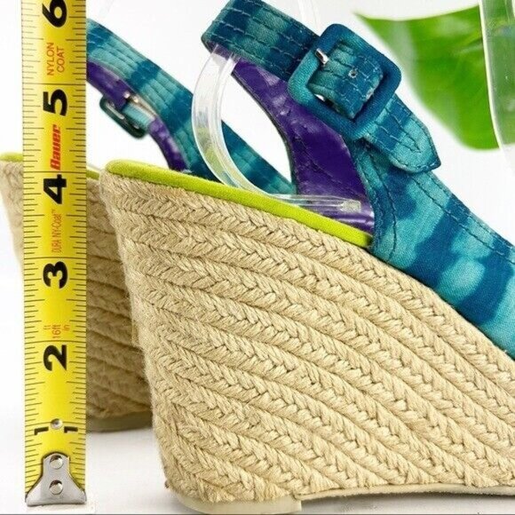 Calypso St. Barth Women's Sandal Size 8 Teal Blue Slingback Espadrille Wedge - Picture 4 of 9